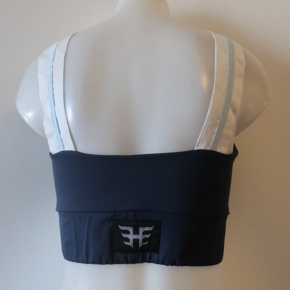 WOMENS HEROINE SPORT NAVY BLUE WHITE WHITE STRAP SPORTS BRA L * - Picture 4 of 7
